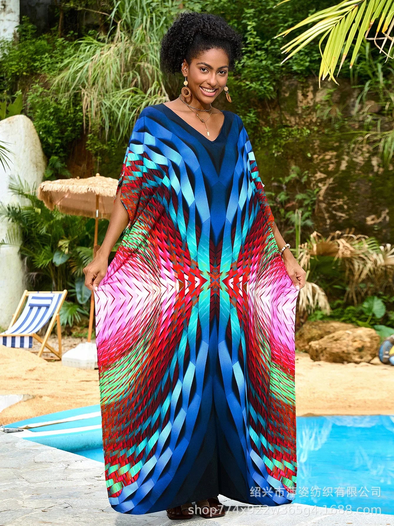 Colorful Printed Beach Dress Women  Kaftan Home wear