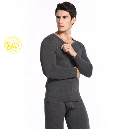 Winter Men’s Thermal Underwear Set - Soft Cotton Fleece Lined Top & Bottom