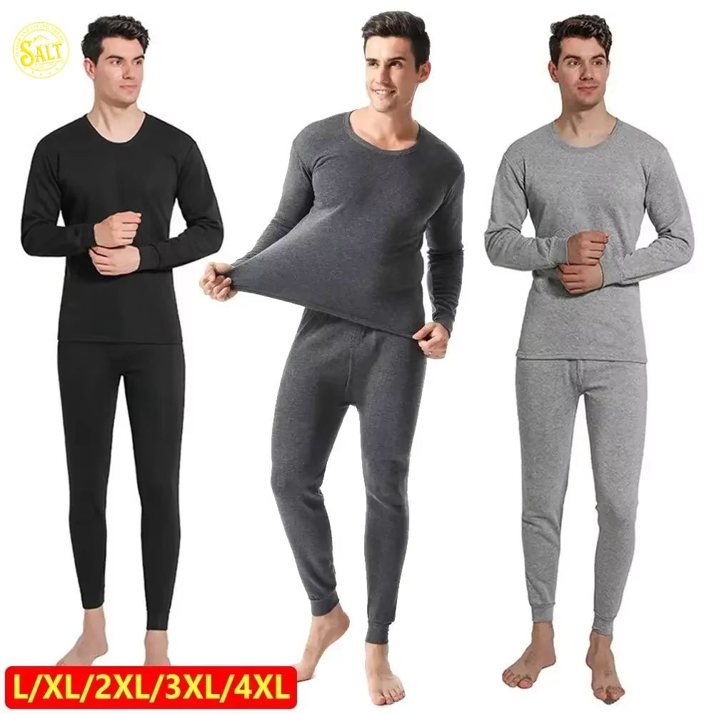 Winter Men’s Thermal Underwear Set - Cotton Fleece-lined Long Johns