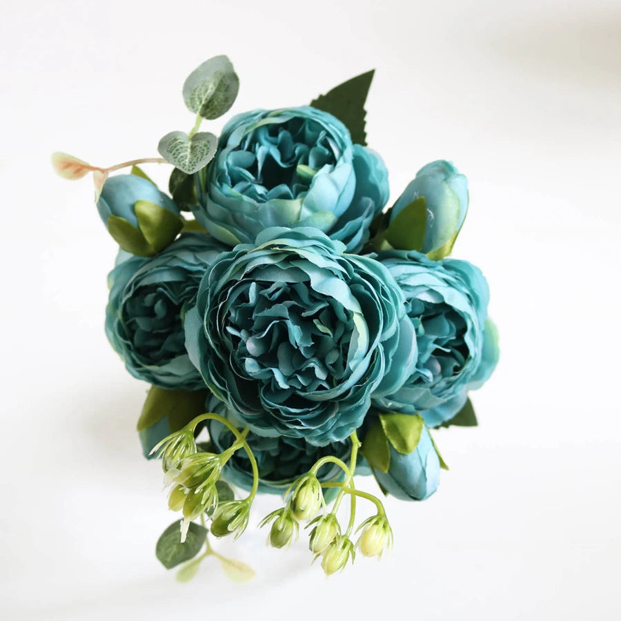 Artificial Peony & Rose Bouquet | Silk Flowers for Home & Wedding Decor