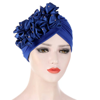 2024 Bandanas Women Stretchy Turban Flower Muslim Hat Headband Warp Female Chemo Hijab Knotted Indian Cap Head Wrap for Women