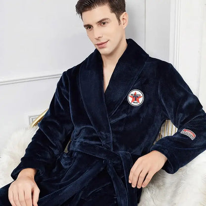 Autumn Winter Warm Male Sleepwear Big Size Flannel Men Robe Nightwear Thick Long Bathrobe Nightgown  Loungewear Casual Home Wear