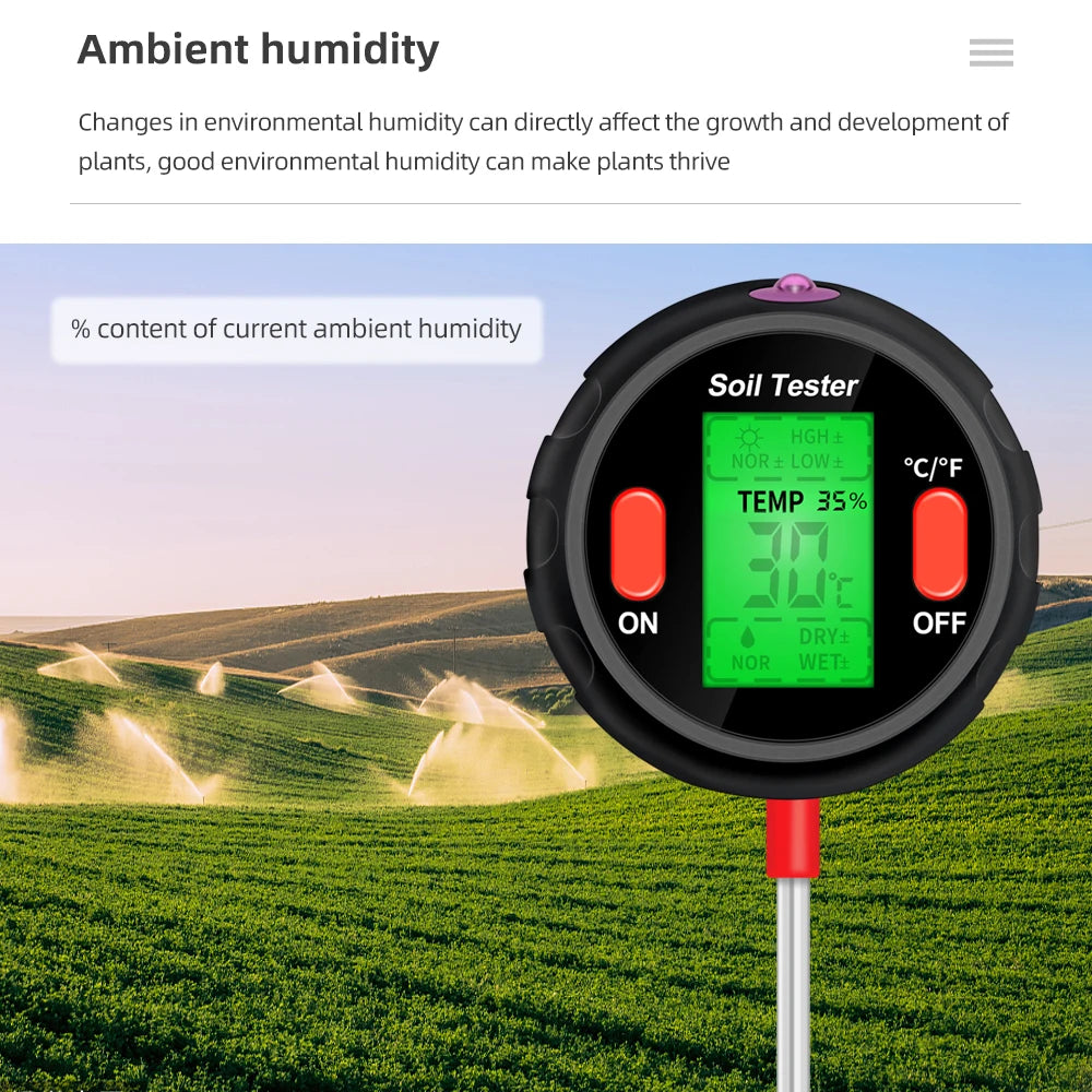 5-in-1 Soil PH Meter | Moisture, Temperature, Sunlight Tester