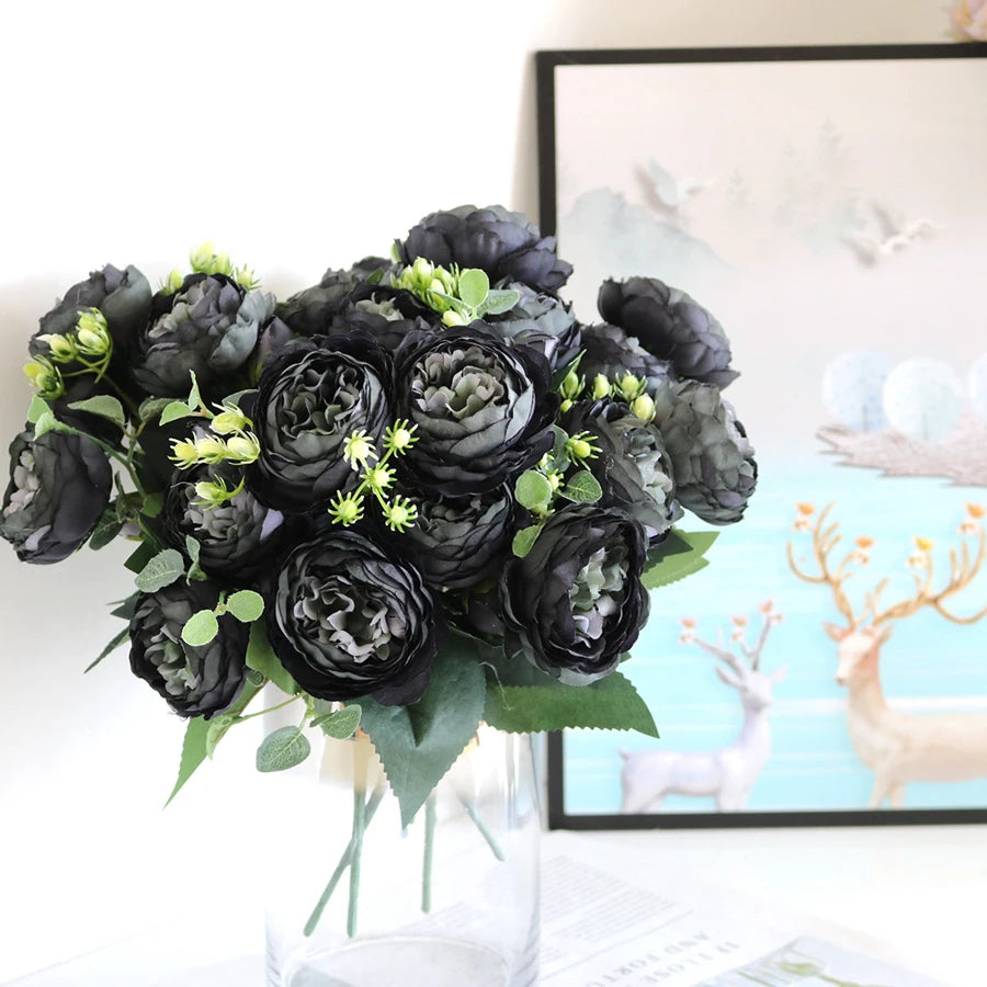 Artificial Peony & Rose Bouquet | Silk Flowers for Home & Wedding Decor