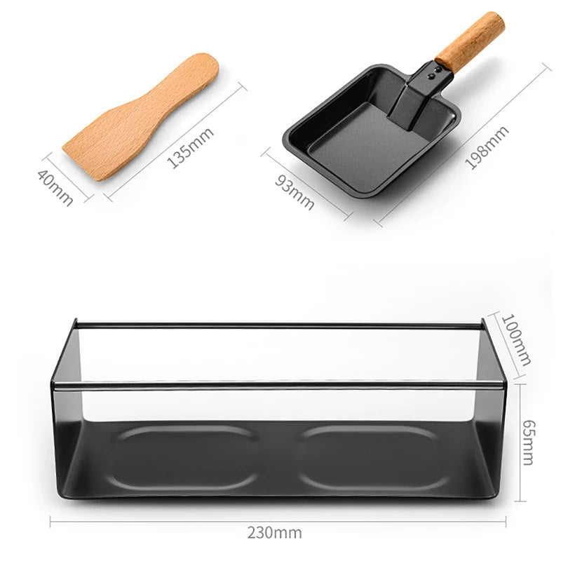 Baking Tray & Stove Set, Non-Stick Cheese Melt Pan + Wooden Spatula