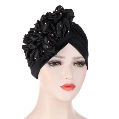 2024 Bandanas Women Stretchy Turban Flower Muslim Hat Headband Warp Female Chemo Hijab Knotted Indian Cap Head Wrap for Women