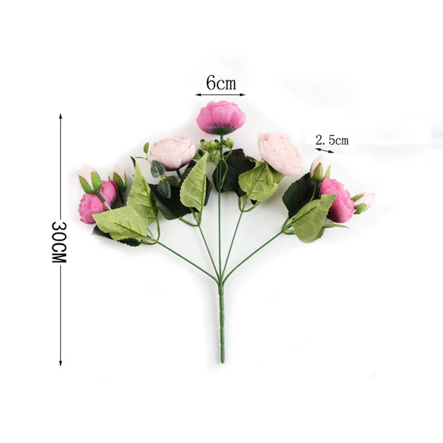 Artificial Peony & Rose Bouquet | Silk Flowers for Home & Wedding Decor