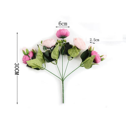 Artificial Peony & Rose Bouquet | Silk Flowers for Home & Wedding Decor