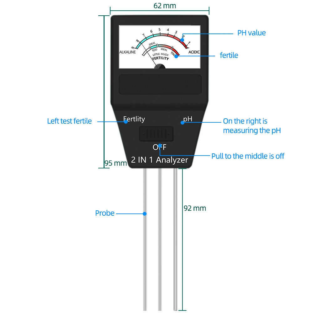 5-in-1 Soil PH Meter | Moisture, Temperature, Sunlight Tester