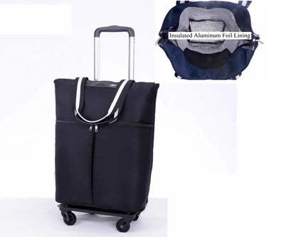 Women’s Aluminum Foil Lined Rolling Shopping Bag with Wheels