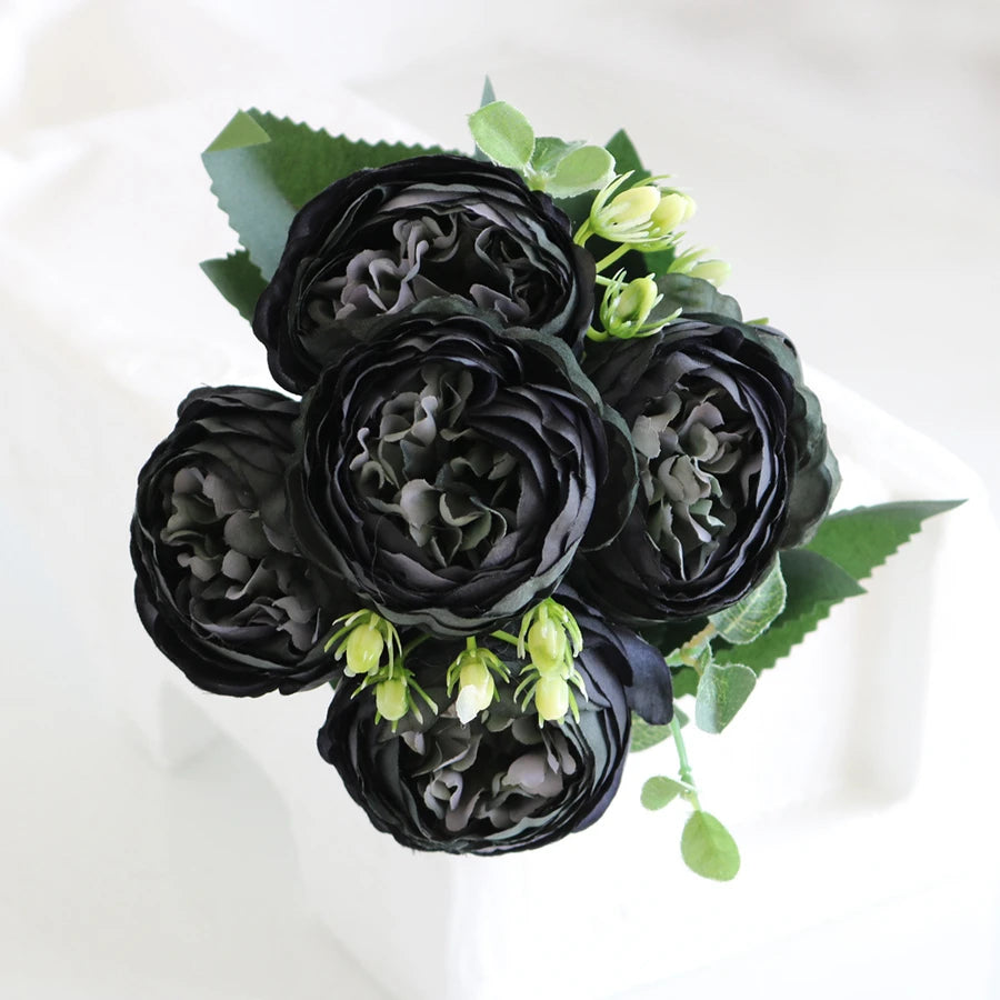 Artificial Peony & Rose Bouquet | Silk Flowers for Home & Wedding Decor