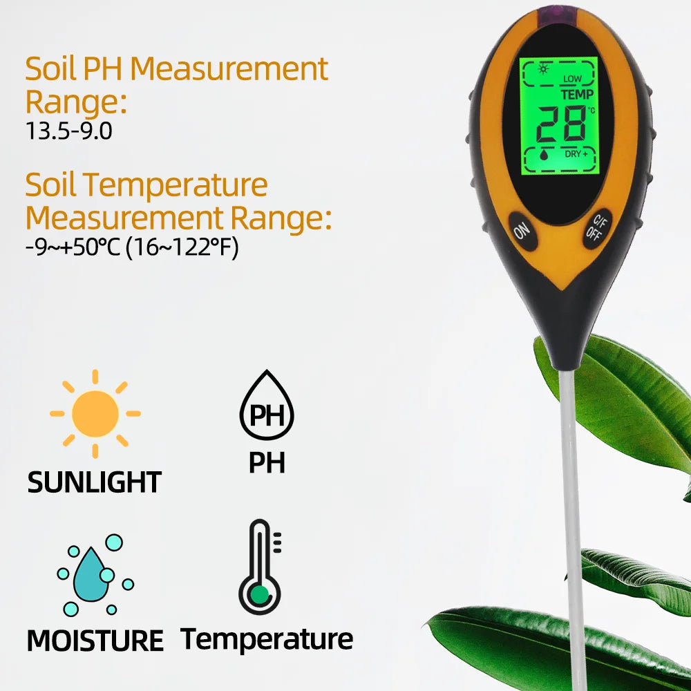 5-in-1 Soil PH Meter | Moisture, Temperature, Sunlight Tester