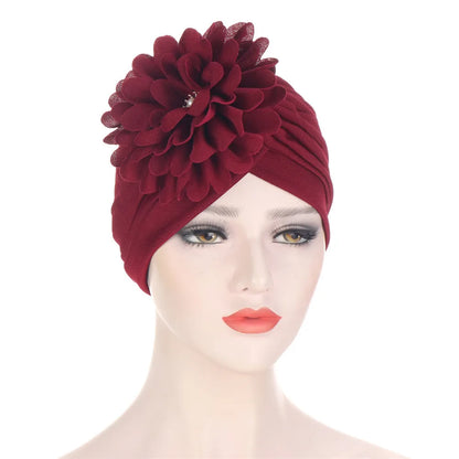 2024 Bandanas Women Stretchy Turban Flower Muslim Hat Headband Warp Female Chemo Hijab Knotted Indian Cap Head Wrap for Women