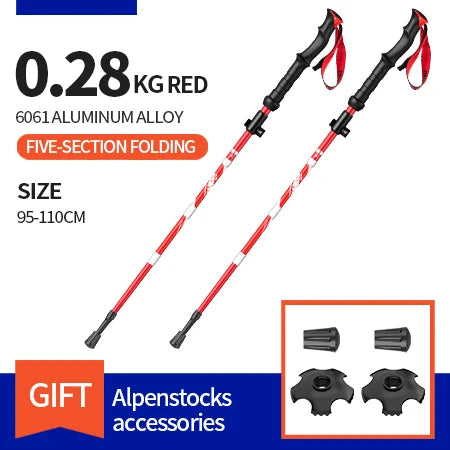 2Pcs Ultralight Trekking Poles | Folding Nordic Walking Sticks