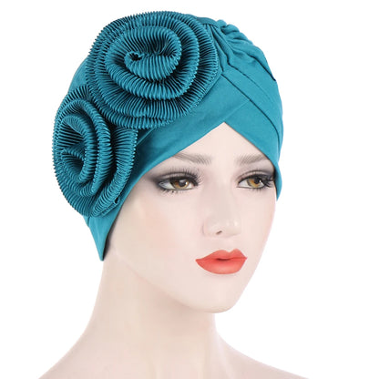 2024 Bandanas Women Stretchy Turban Flower Muslim Hat Headband Warp Female Chemo Hijab Knotted Indian Cap Head Wrap for Women