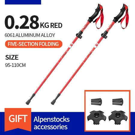 2Pcs Ultralight Trekking Poles | Folding Nordic Walking Sticks