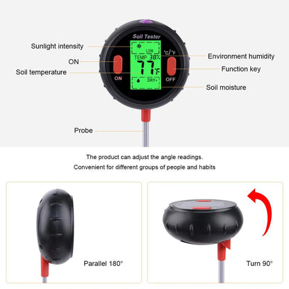 5-in-1 Soil PH Meter | Moisture, Temperature, Sunlight Tester