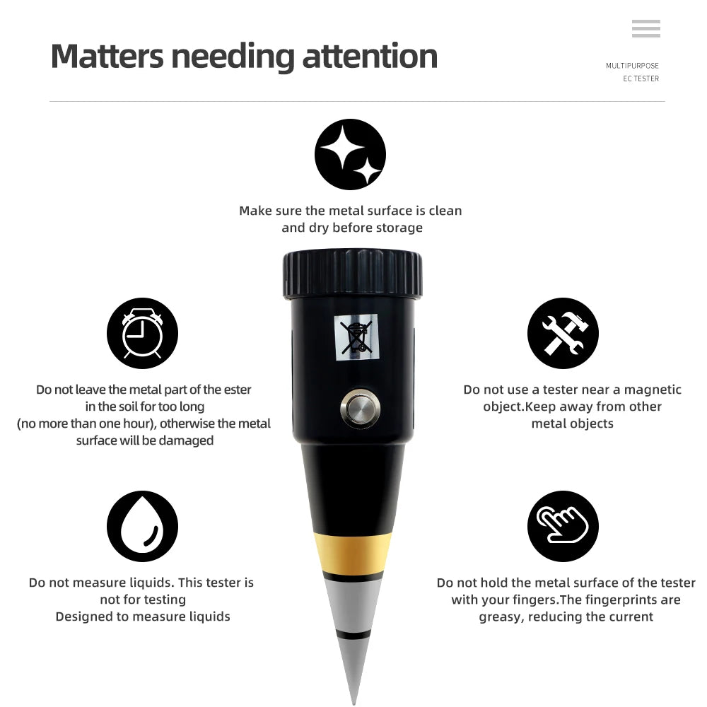 5-in-1 Soil PH Meter | Moisture, Temperature, Sunlight Tester