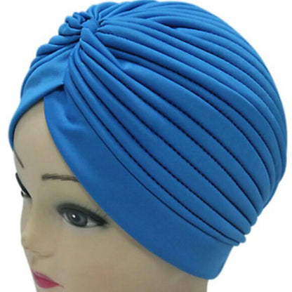 Muslim Hat Turban Fashion Solid Women's Knotted Headbands Girls Headdress Stretchy Bandanas Chemo Indian Cap Hair Accessories