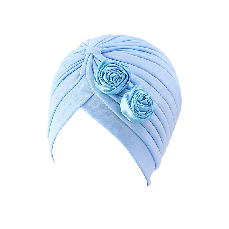 2024 Bandanas Women Stretchy Turban Flower Muslim Hat Headband Warp Female Chemo Hijab Knotted Indian Cap Head Wrap for Women