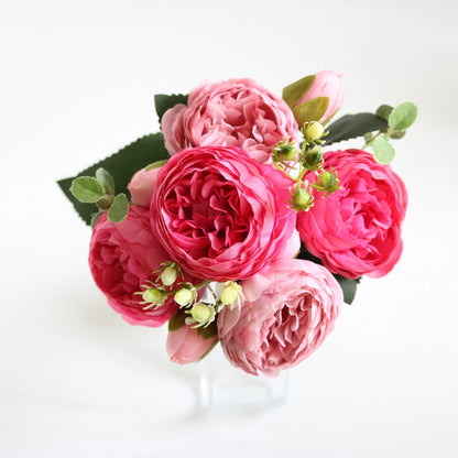 Artificial Peony & Rose Bouquet | Silk Flowers for Home & Wedding Decor