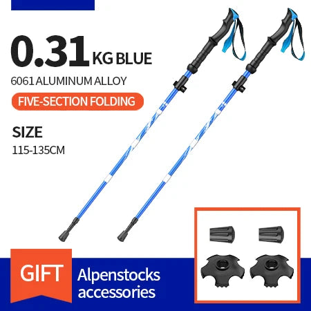 2Pcs Ultralight Trekking Poles | Folding Nordic Walking Sticks