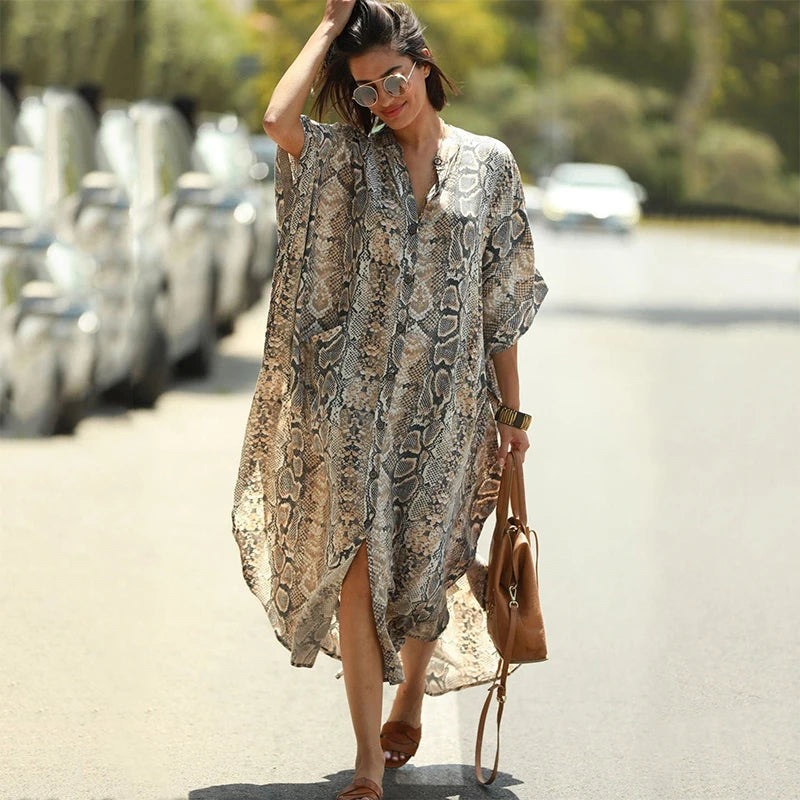 Polyester Long Beach Dress Beach swimsuit Cover up Kaftan Sarong Vestido Swim wear Cover up Ropa de Playa Tunic Beach Q1097