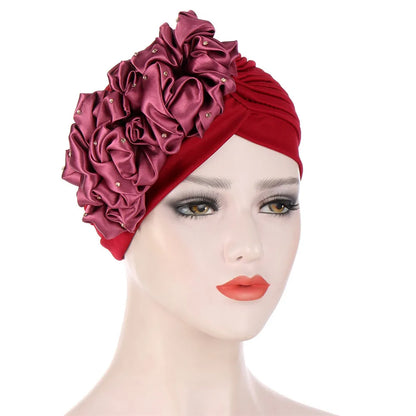 2024 Bandanas Women Stretchy Turban Flower Muslim Hat Headband Warp Female Chemo Hijab Knotted Indian Cap Head Wrap for Women