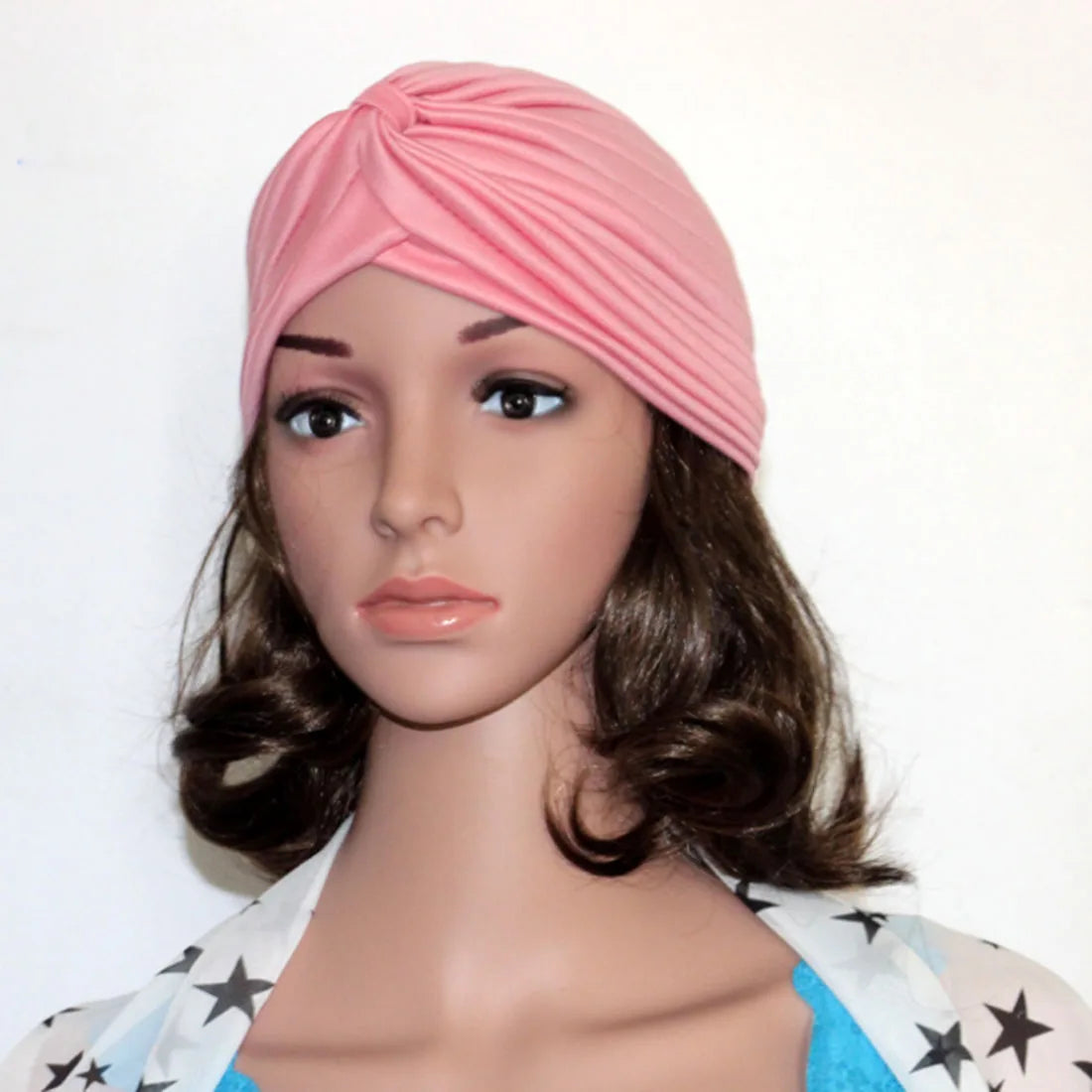 Muslim Hat Turban Fashion Solid Women's Knotted Headbands Girls Headdress Stretchy Bandanas Chemo Indian Cap Hair Accessories