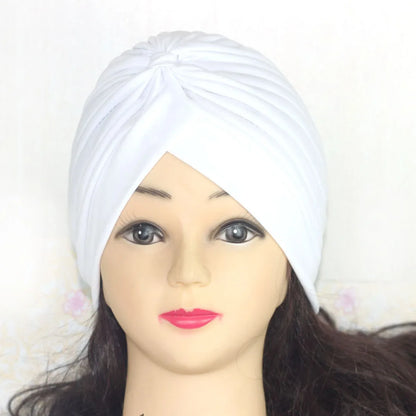 Muslim Hat Turban Fashion Solid Women's Knotted Headbands Girls Headdress Stretchy Bandanas Chemo Indian Cap Hair Accessories