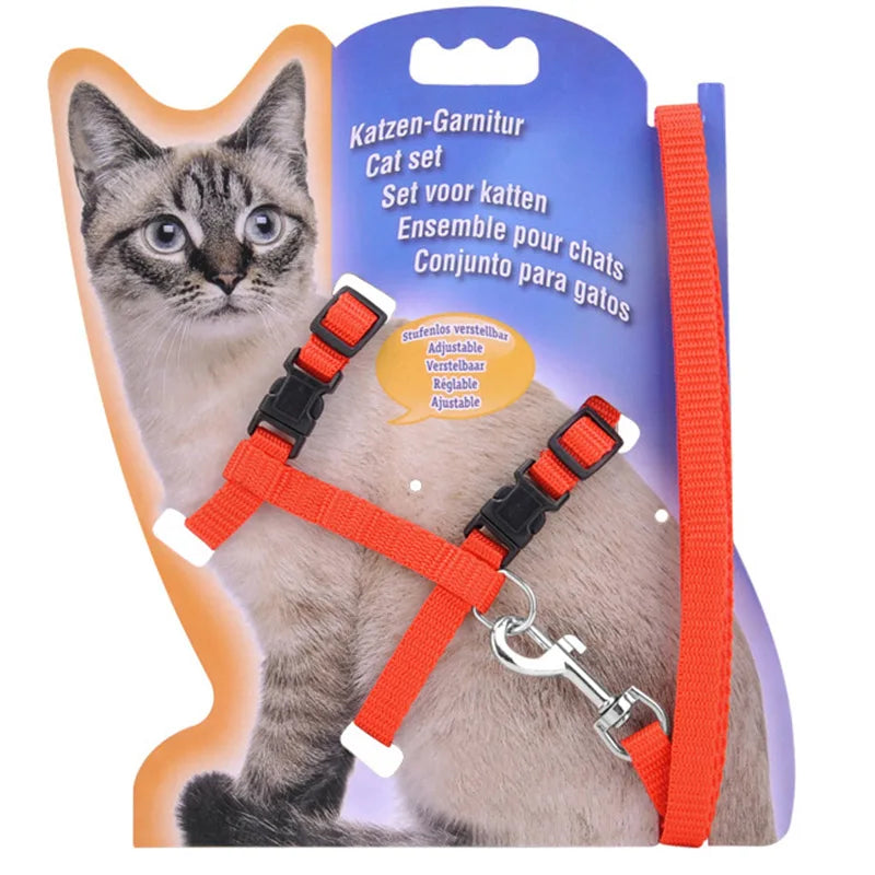 Adjustable Cat Collar with Harness & Leash – Cozy Nylon Pet Accessory