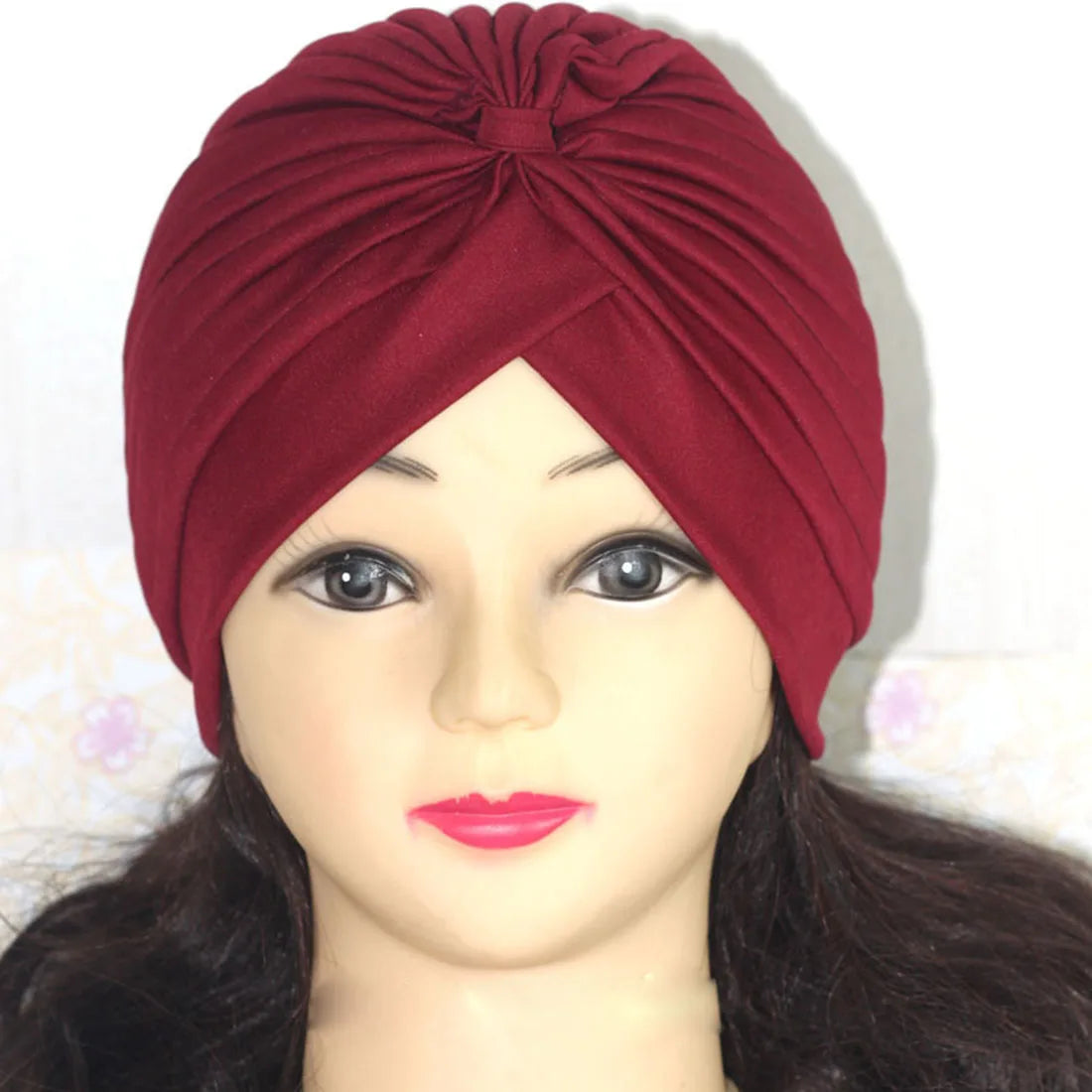 Muslim Hat Turban Fashion Solid Women's Knotted Headbands Girls Headdress Stretchy Bandanas Chemo Indian Cap Hair Accessories