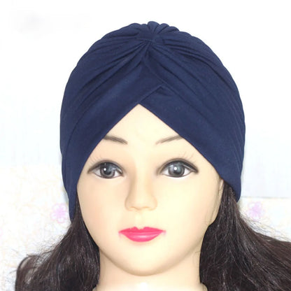 Muslim Hat Turban Fashion Solid Women's Knotted Headbands Girls Headdress Stretchy Bandanas Chemo Indian Cap Hair Accessories