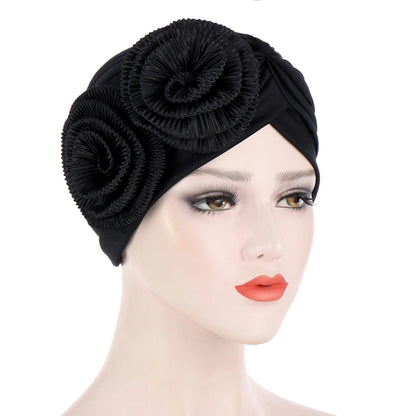 2024 Bandanas Women Stretchy Turban Flower Muslim Hat Headband Warp Female Chemo Hijab Knotted Indian Cap Head Wrap for Women