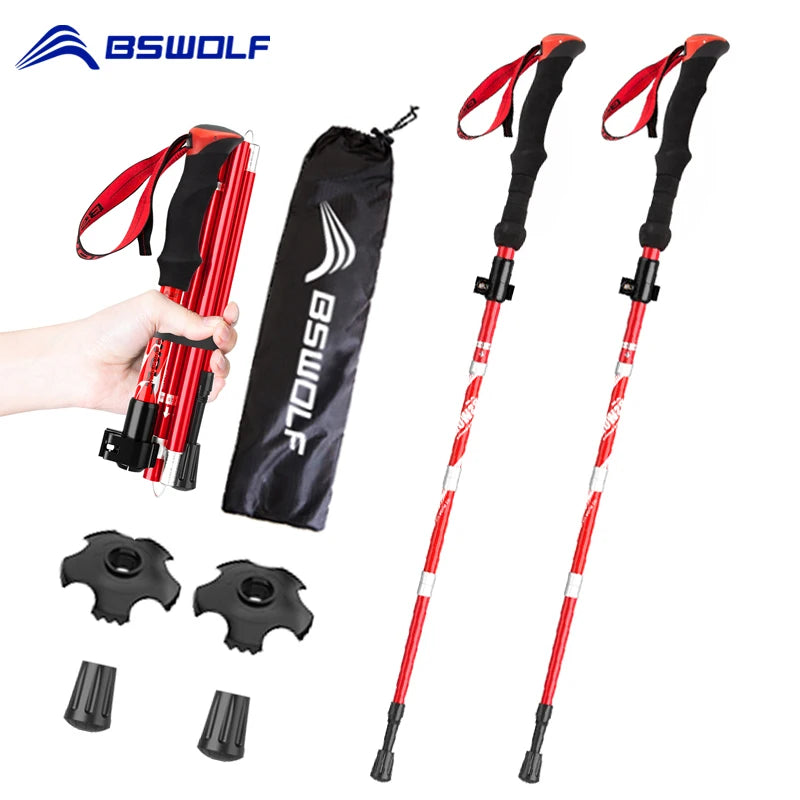 2Pcs Ultralight Trekking Poles | Folding Nordic Walking Sticks