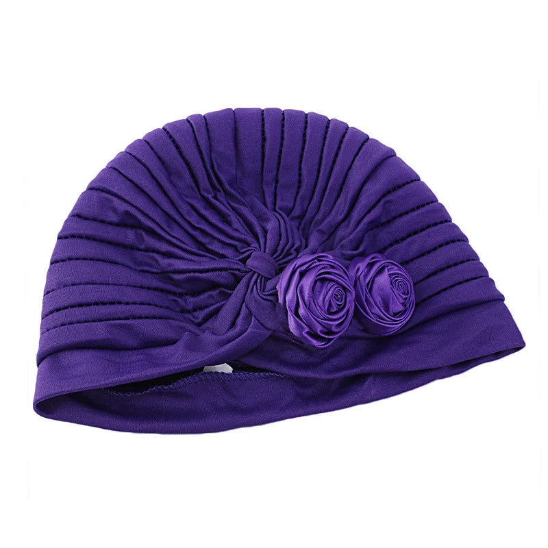 2024 Bandanas Women Stretchy Turban Flower Muslim Hat Headband Warp Female Chemo Hijab Knotted Indian Cap Head Wrap for Women