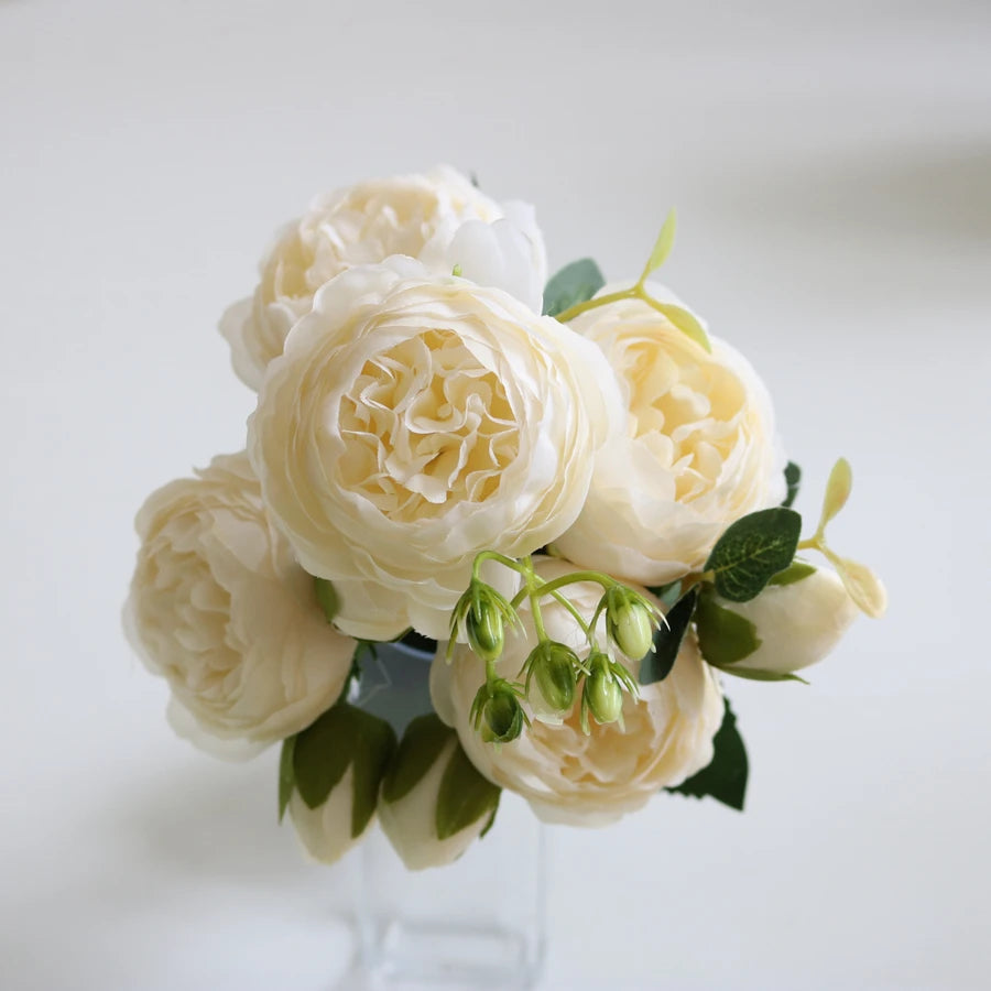 Artificial Peony & Rose Bouquet | Silk Flowers for Home & Wedding Decor