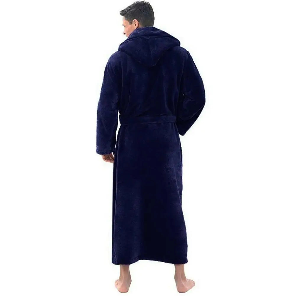 Winter Men Robes Soft Fleece Pockets Long Bath Robe Warm Male Bath Robes Coat Home Gown Sleepwear халат мужской 2021