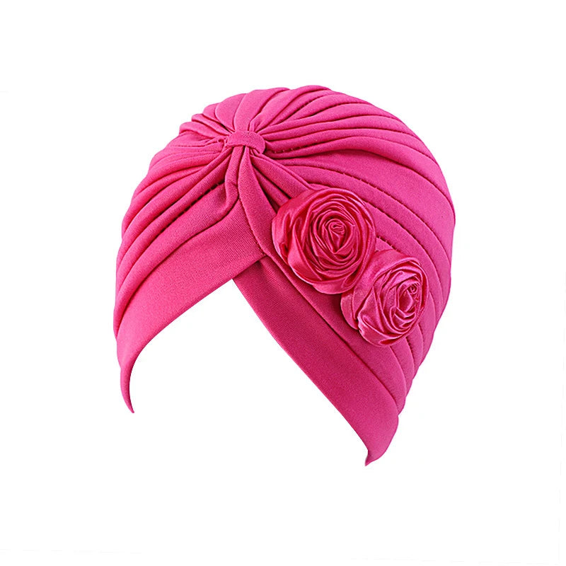 2024 Bandanas Women Stretchy Turban Flower Muslim Hat Headband Warp Female Chemo Hijab Knotted Indian Cap Head Wrap for Women