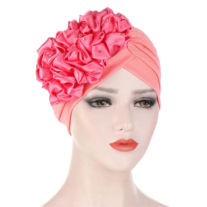 2024 Bandanas Women Stretchy Turban Flower Muslim Hat Headband Warp Female Chemo Hijab Knotted Indian Cap Head Wrap for Women