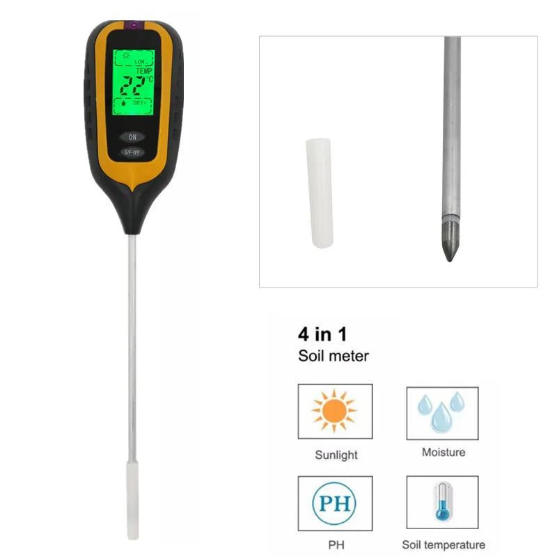 5-in-1 Soil PH Meter | Moisture, Temperature, Sunlight Tester