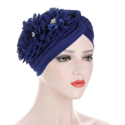 2024 Bandanas Women Stretchy Turban Flower Muslim Hat Headband Warp Female Chemo Hijab Knotted Indian Cap Head Wrap for Women