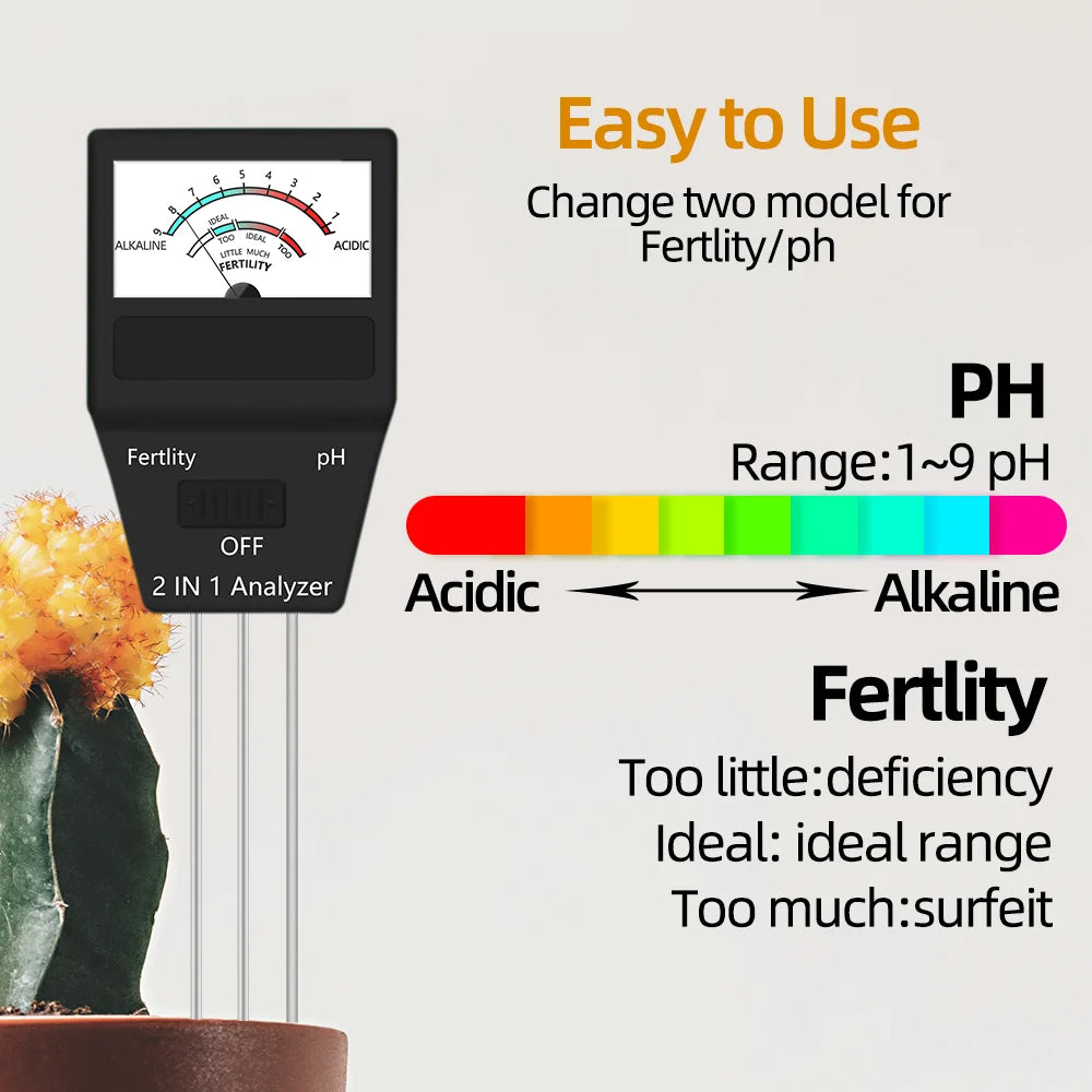 5-in-1 Soil PH Meter | Moisture, Temperature, Sunlight Tester