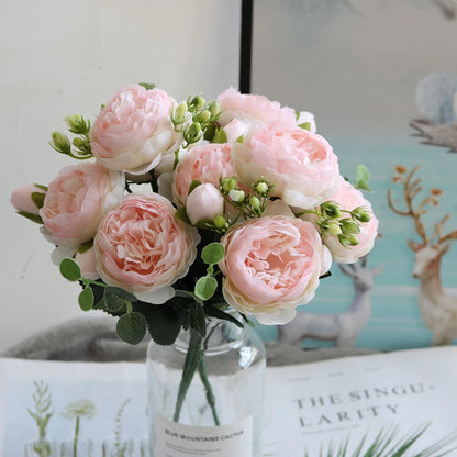 Artificial Peony & Rose Bouquet | Silk Flowers for Home & Wedding Decor