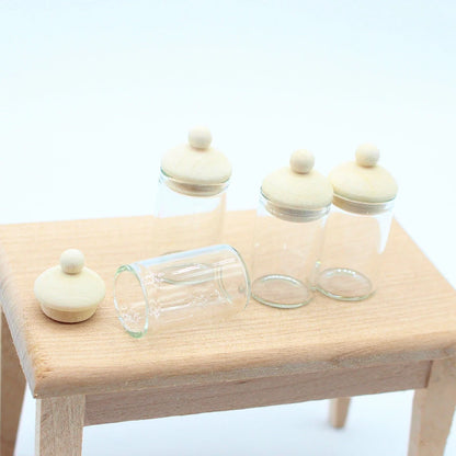 Dollhouse Clear Glass Jar Miniature Storage Bottles