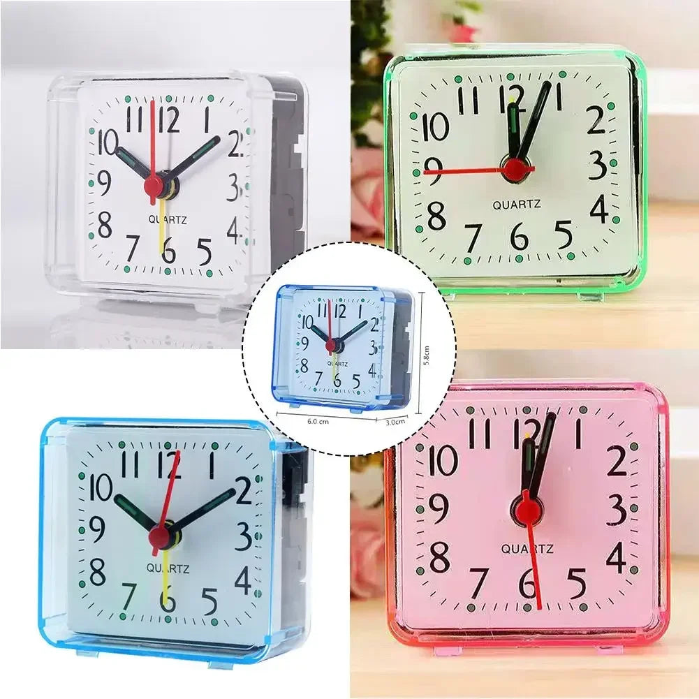 Compact Square Quartz Alarm Clock | Perfect for Kids & Travel