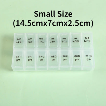 Weekly Portable Travel Pill Cases Box 7 Days Organizer 14 Grids Pills Container Storage Tablets Drug Vitamins Medicine Fish Oils