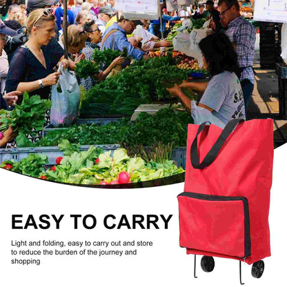 Portable Grocery Tug Bag with Wheels & PVC Tote