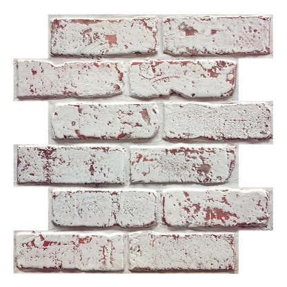 3D Whitewash Brick Tile Stickers – Water & Mold Resistant, 30cm x 30cm