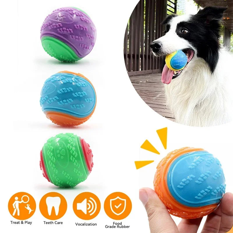 Soft TPR Dog Teeth Cleaning Toy – Bite-Resistant Squeaky Ball